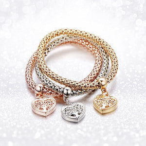 "TREE OF LIFE" HEART CHARM BRACELET
