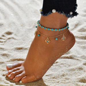 TURQUOISE WATER ANKLET SET