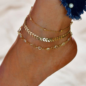 CRYSTALS AND CHEVRON ANKLET